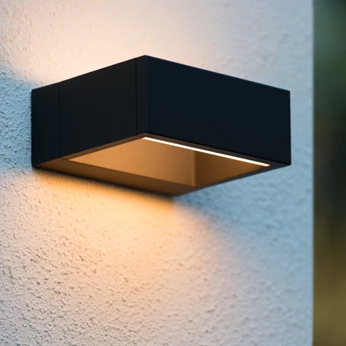 Lucide GOA - Applique murale Intérieur/Extérieur - LED - 1x10W 3000K - IP54 - Anthracite - ambiance 2